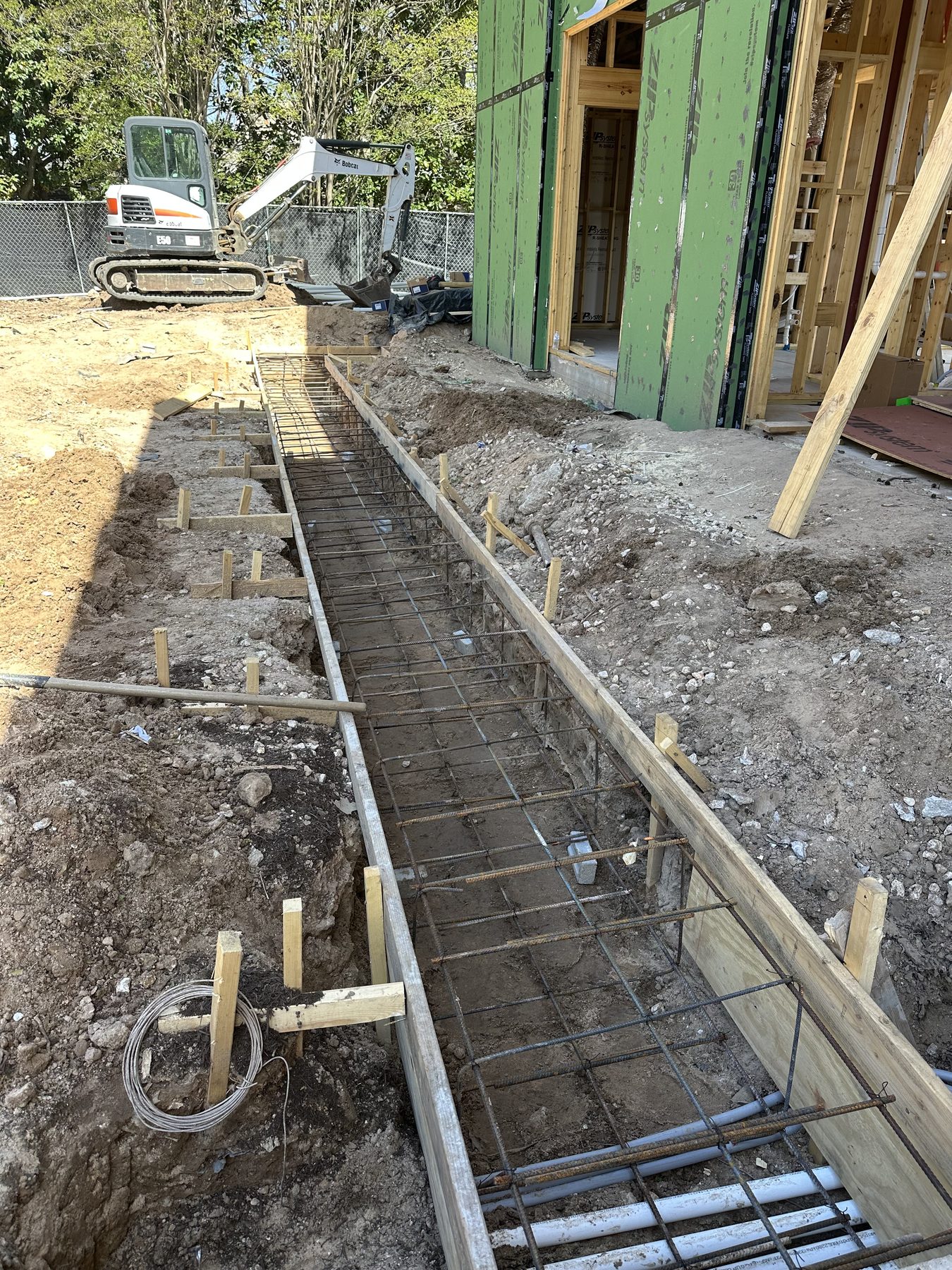 Footing trench with rebar in place