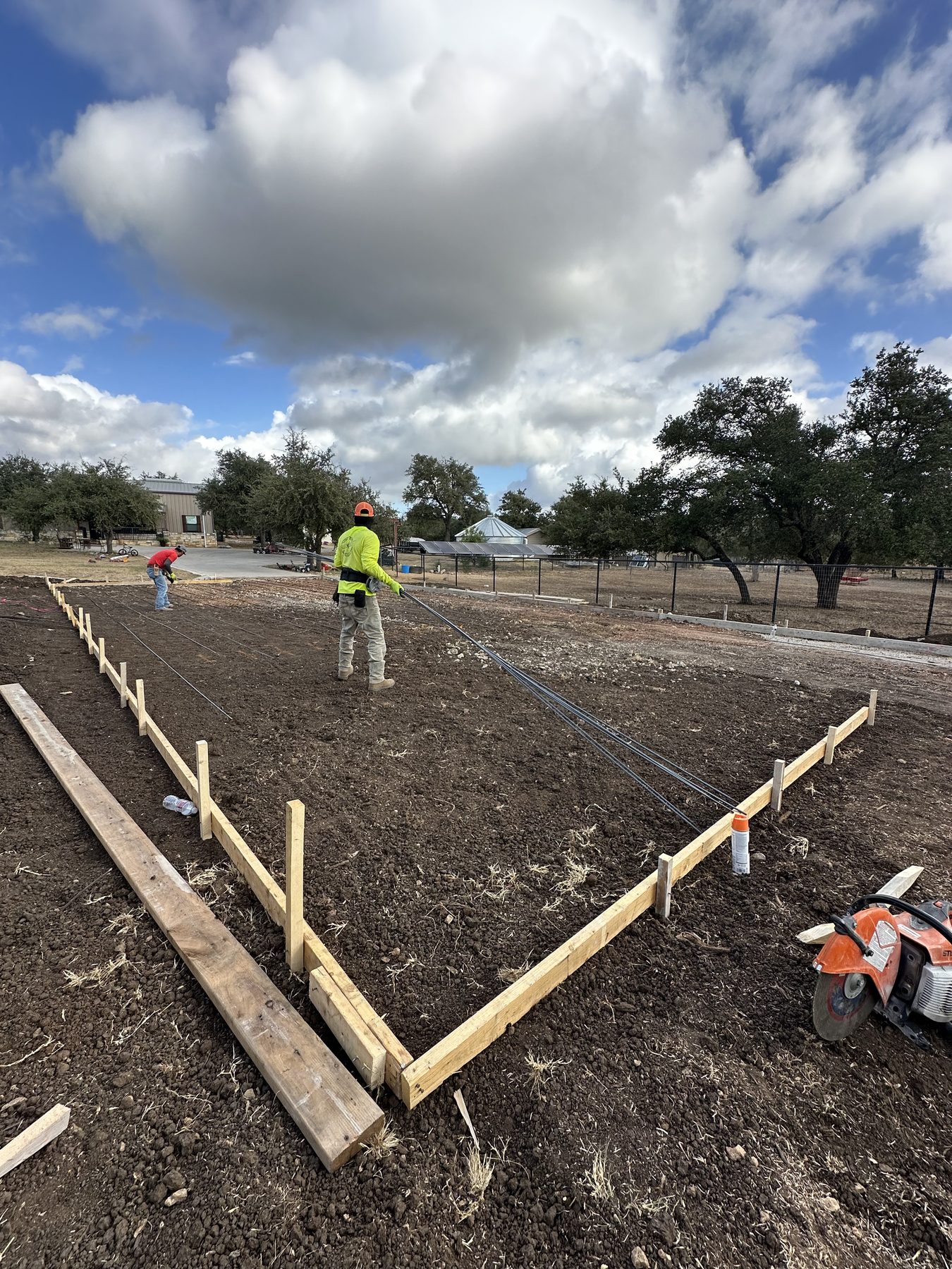 Forms staked out in the field