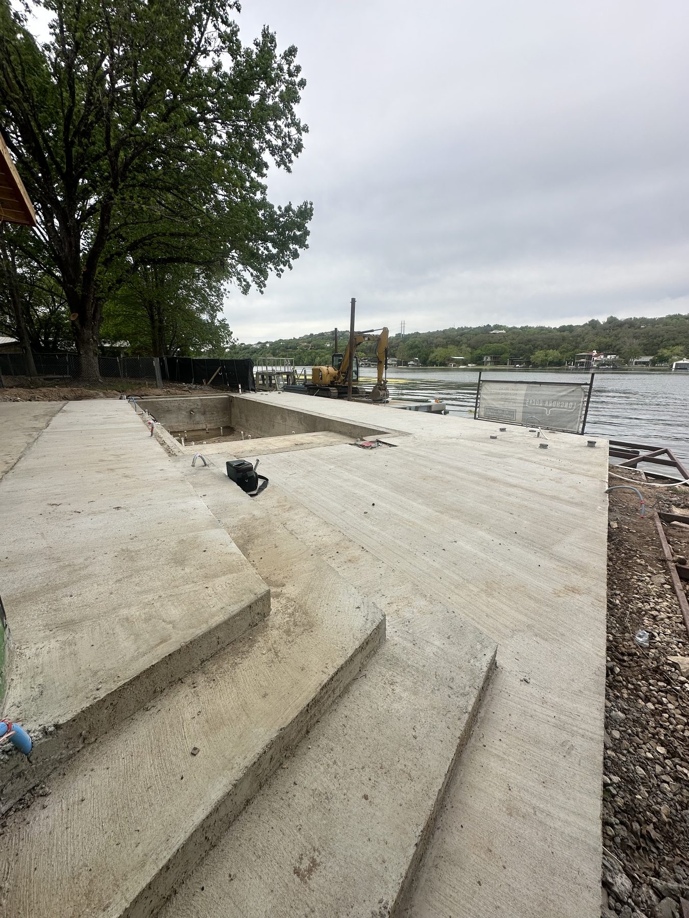 Freshly formed concrete steps